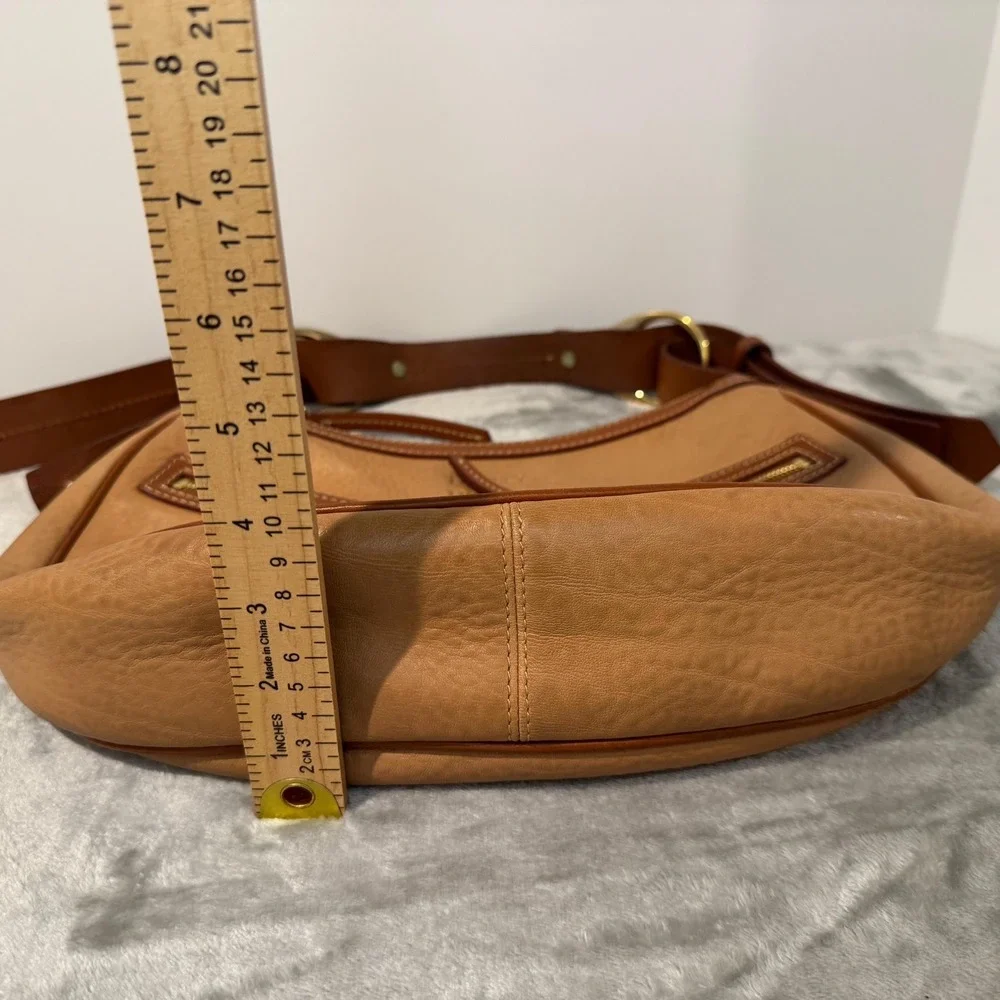 Dooney & Bourke Hobo Bag Tan Brown Medium Circle Purse Pebble Leather Y2K Rare